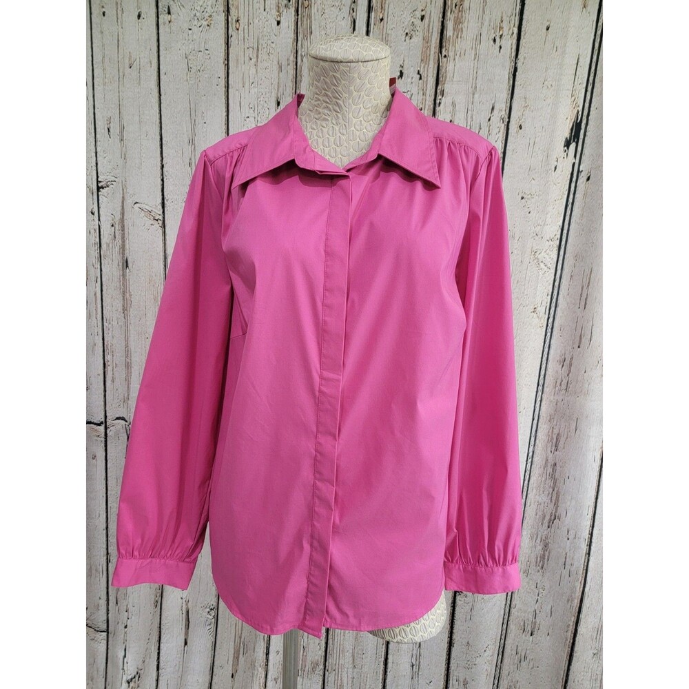 NEW Avenue Womens 14/16 Pink Button Down Shirt Blouse Long Sleeve Dressy Work‎